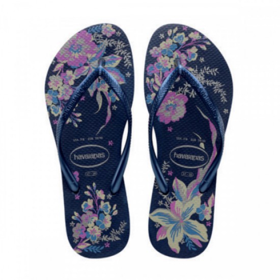 Havaianas Slim Organic Navy Blue Metallic Womens Flip Flops Havaianas Slim Organic Navy Blue Metallic Womens Flip Flops