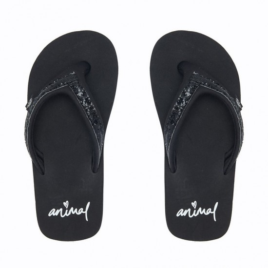 black animal flip flops